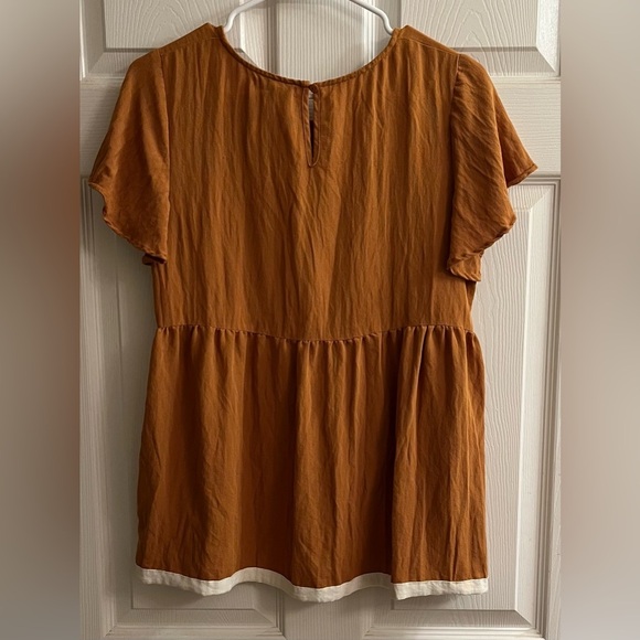 POLAGRAM~BROWN EMBROIDERED ~BABY DOLL TOP~ - Picture 8 of 11